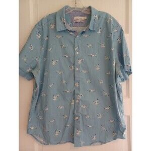Nautica seagull cotton buttoned camp shirt mens XL short sl. coastal beach